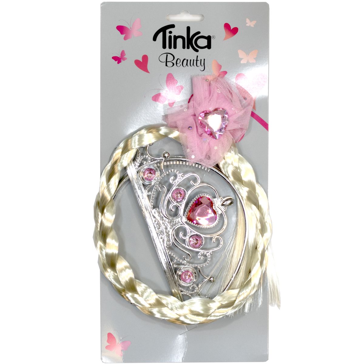 Prinsess Set Tiara, Fläta Rosa - Tinka