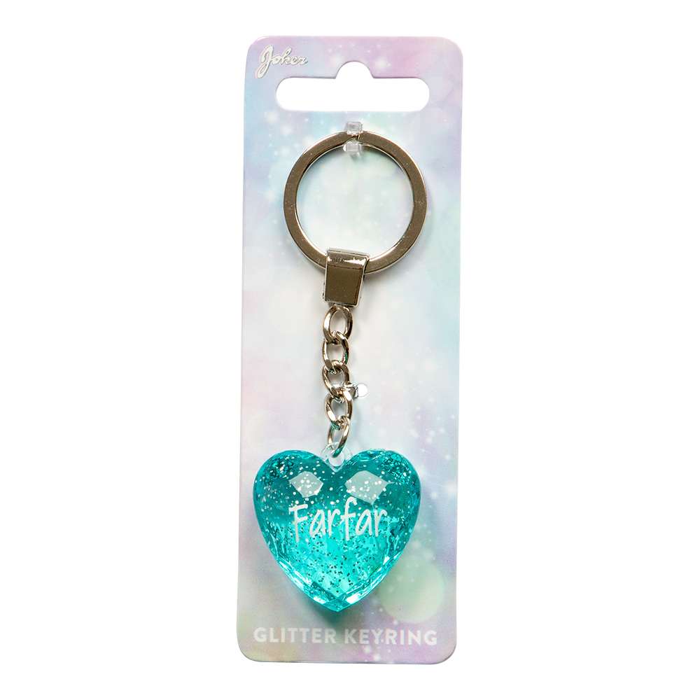 Nyckelring Glitter Heart Farfar