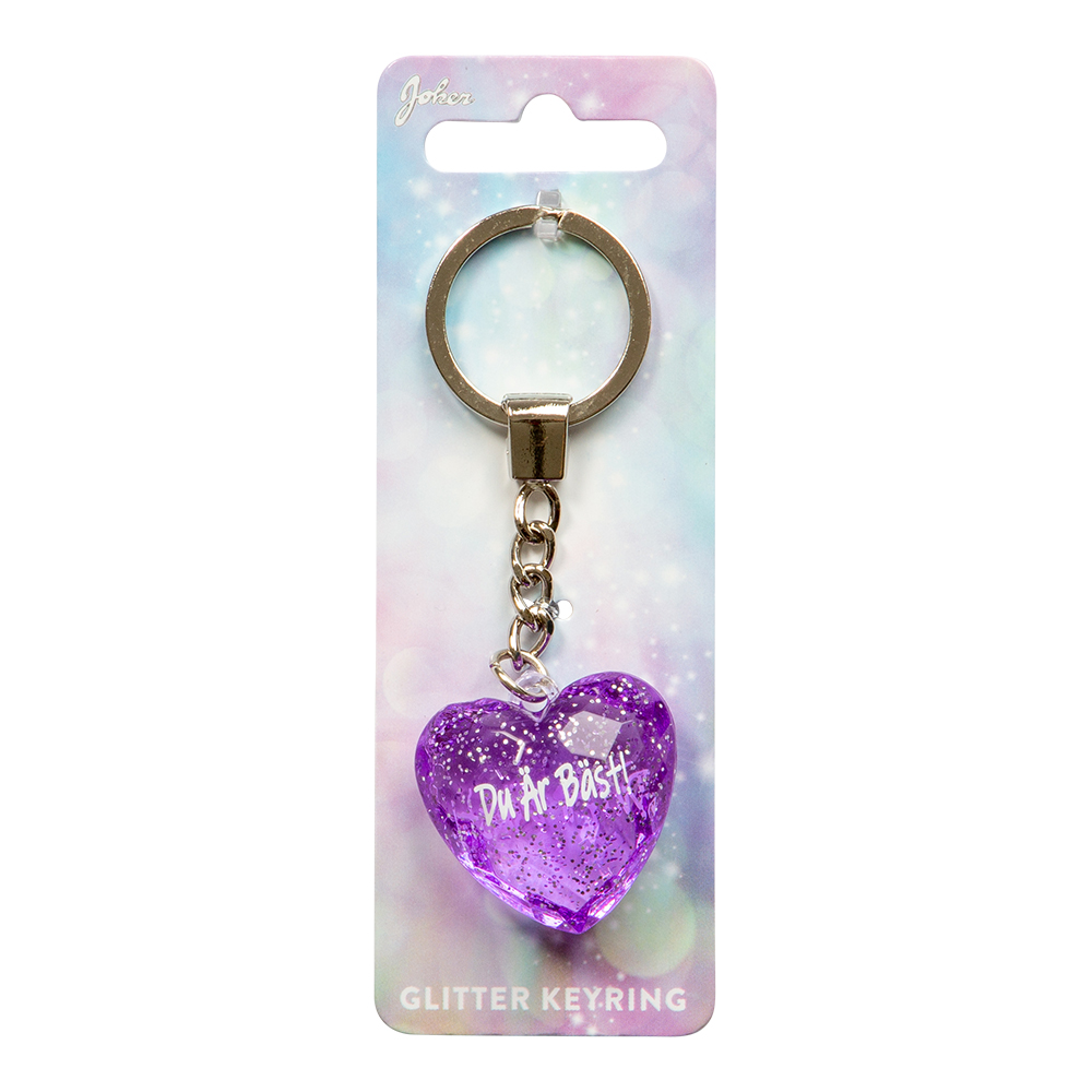 Nyckelring Glitter Heart Du Är Bäst