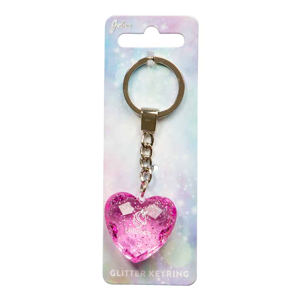 Nyckelring Glitter Heart Symbol Unicorn