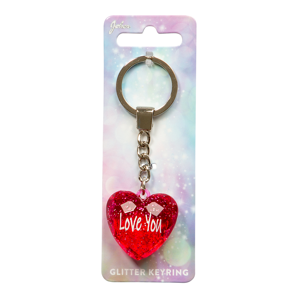 Nyckelring Glitter Heart Love You