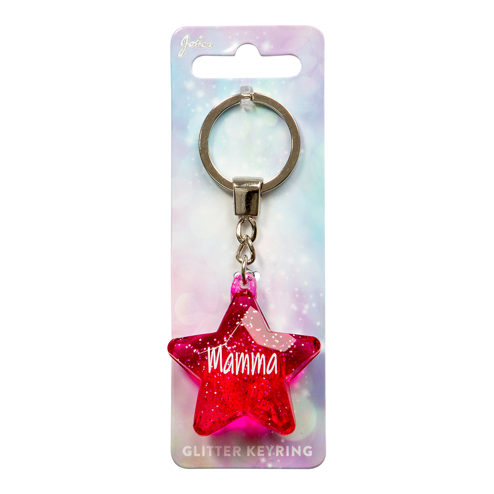 Nyckelring Glitter Star Mamma
