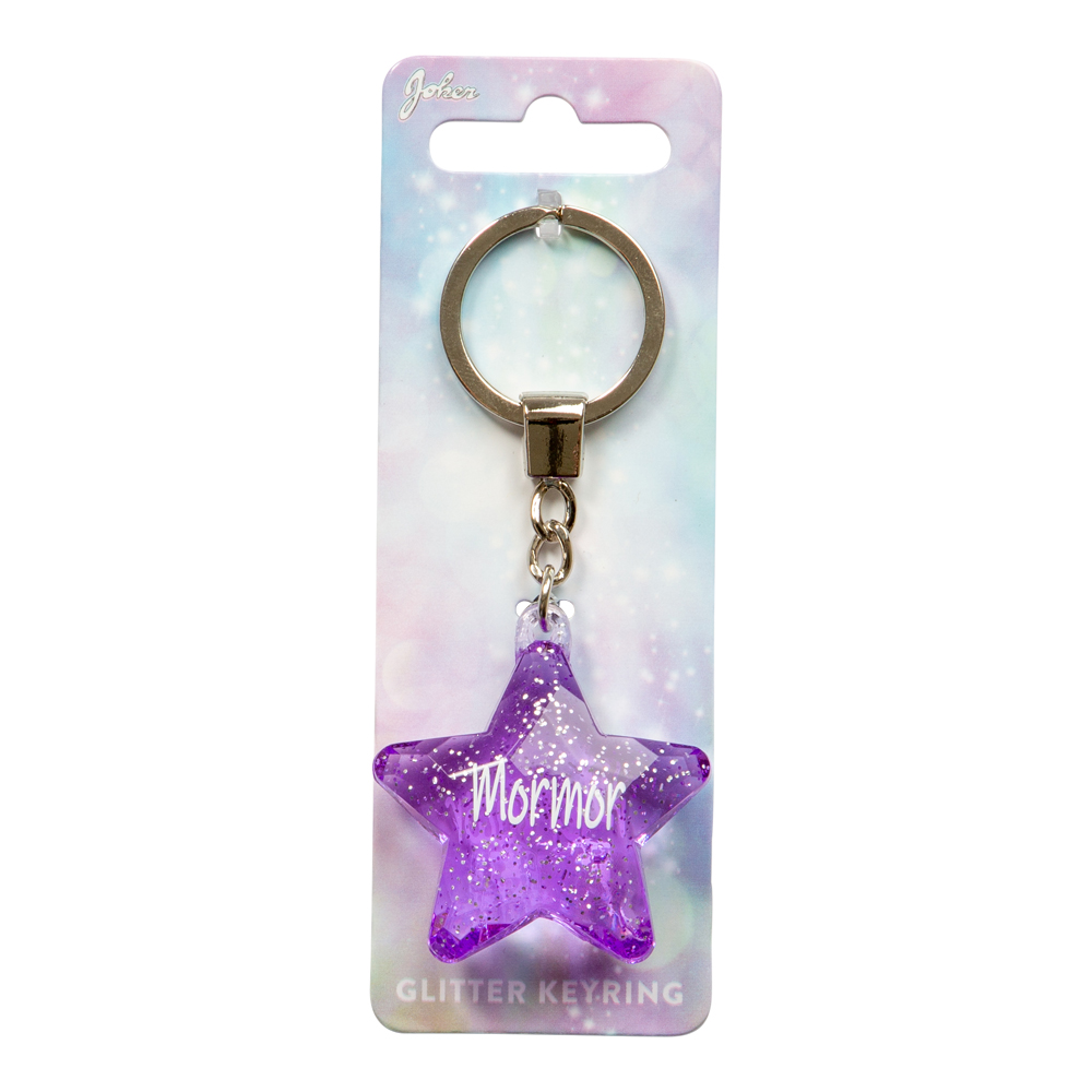Nyckelring Glitter Star Mormor