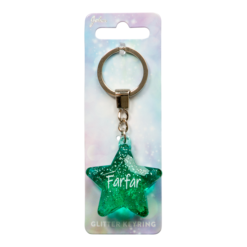 Nyckelring Glitter Star Farfar
