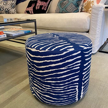 Fotpall Rund Le Zebre, Small- Indigo