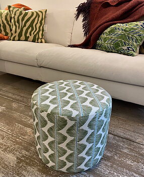 Fotpall Rund Aubin, Small - Matcha