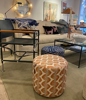 Fotpall Rund Aubin, Small - Mango
