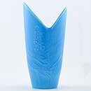 Carl-Harry Stålhane (Sagittaria 1950s) Blue Vase with Flower Relief 20 cm