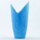 Carl-Harry Stålhane (Sagittaria 1950s) Blue Vase with Flower Relief 20 cm
