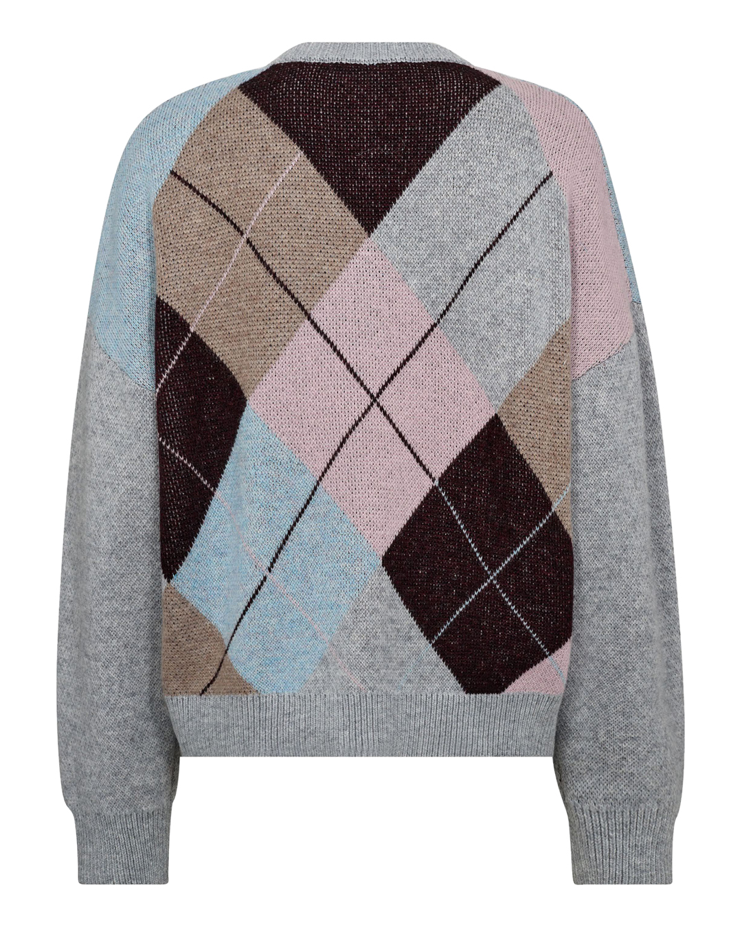 Jumper rutmönstrad grå/rosa/vinröd - 7