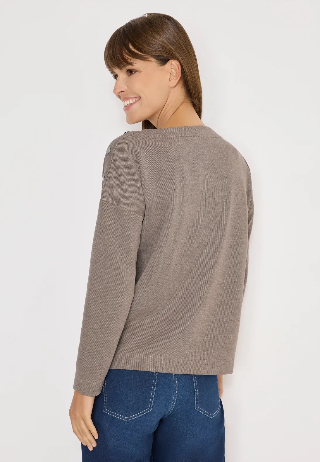 Cosy Melange Button T-shirt - (C) - Cecil