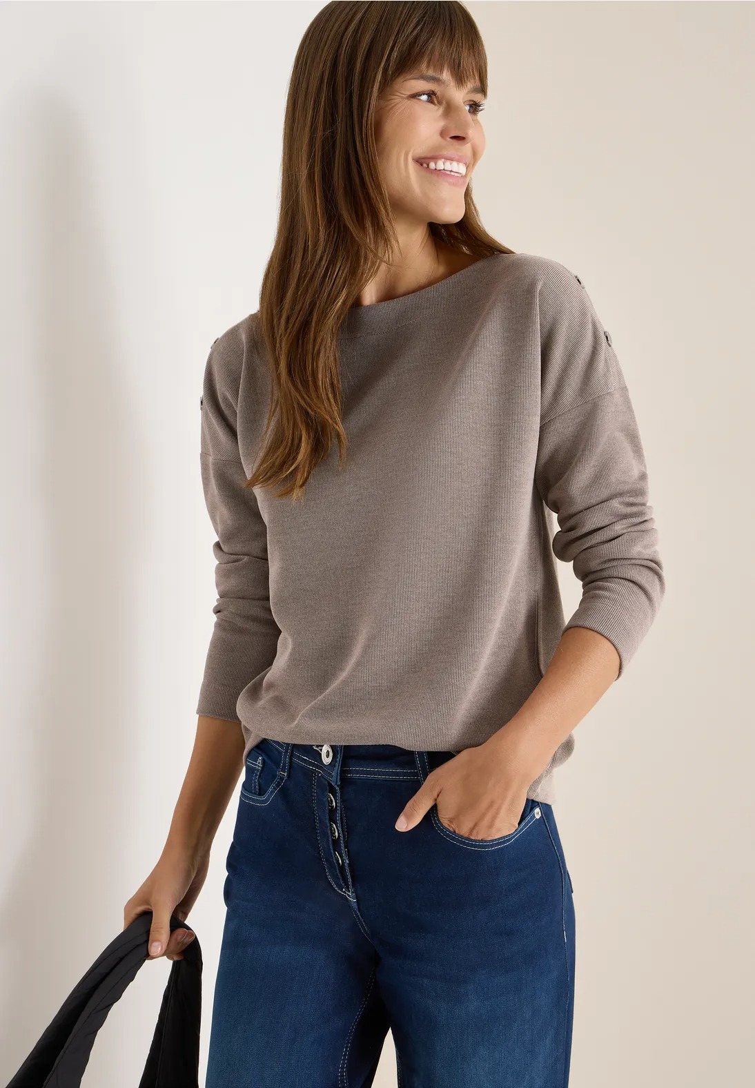 Cosy Melange Button T-shirt - (C) - Cecil - 7