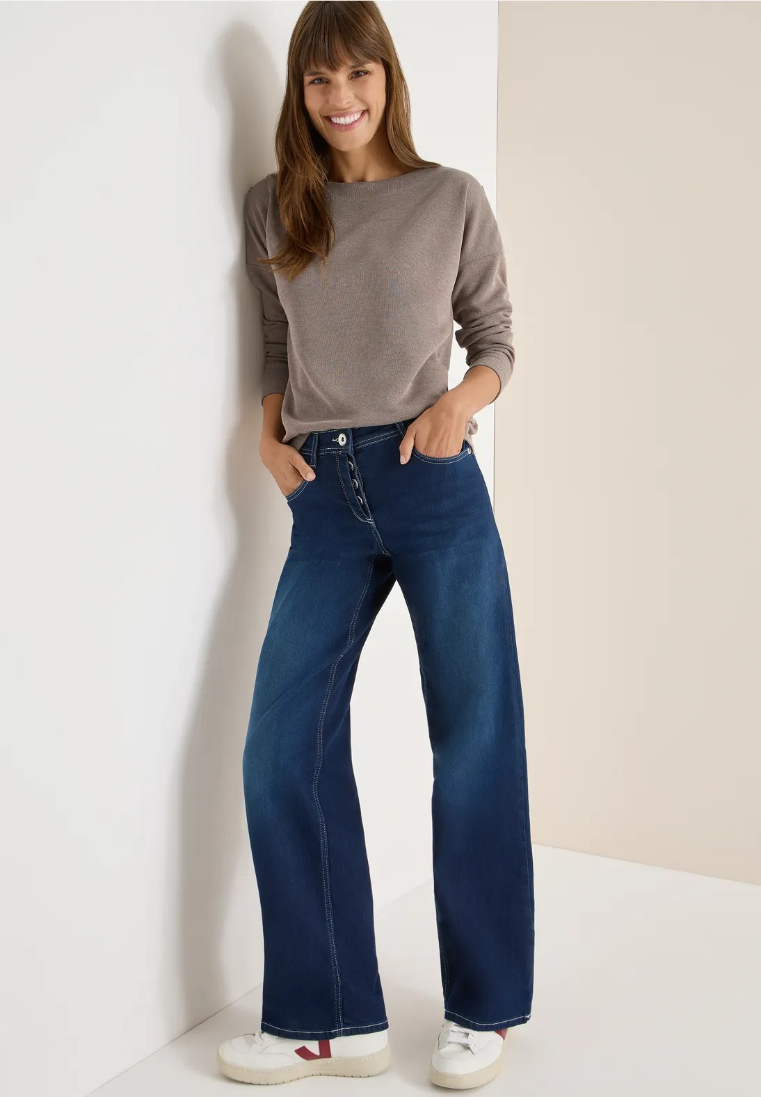 Cosy Melange Button T-shirt - (C) - Cecil - 3
