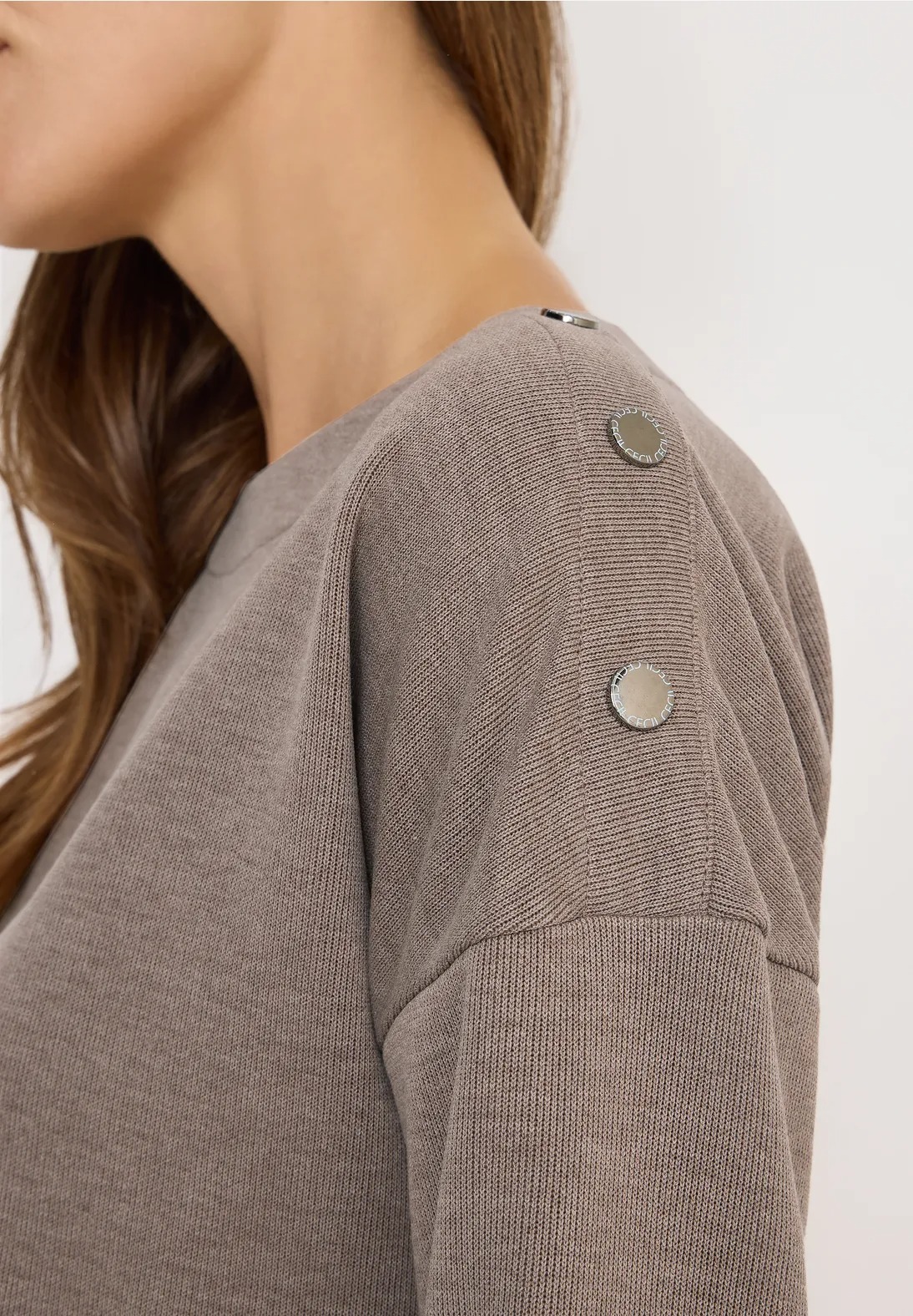 Cosy Melange Button T-shirt - (C) - Cecil