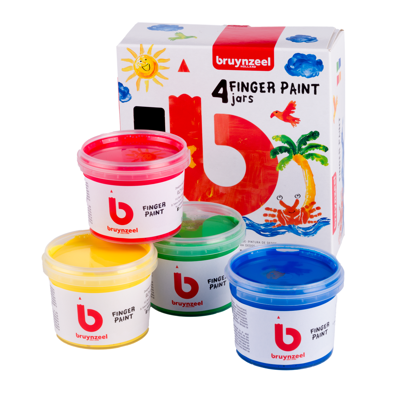 Bruynzeel Water-Based Finger Paint Set 4 X 85 ml