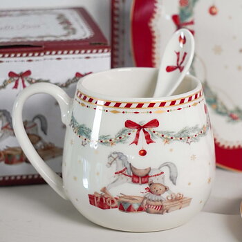 Mugg Isabelle Rose Hästmotiv Happy Holidays 
