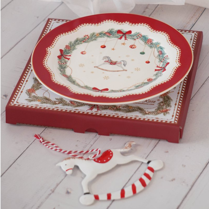 Desserttallrik Isabelle Rose Hästmotiv Happy Holidays  - 2