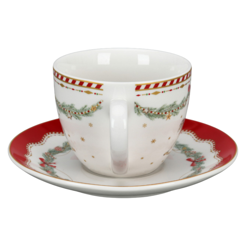 Coffee Cup With Saucer Isabelle Rose Horse Motif Happy Holidays - 4