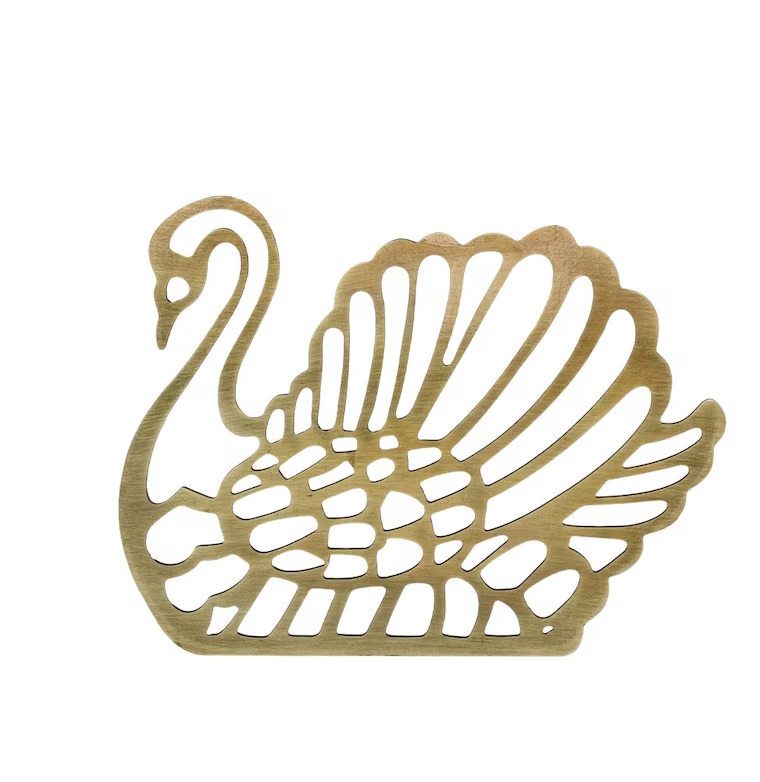Grytunderlägg Svan Art Deco antik mässing färg shabby chic lantlig stil fransk lantstil