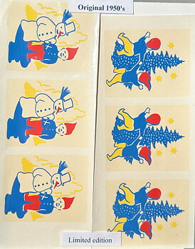 CHRISTMAS label from the 1950's, Kromipaino - Christmas tree & Snowman