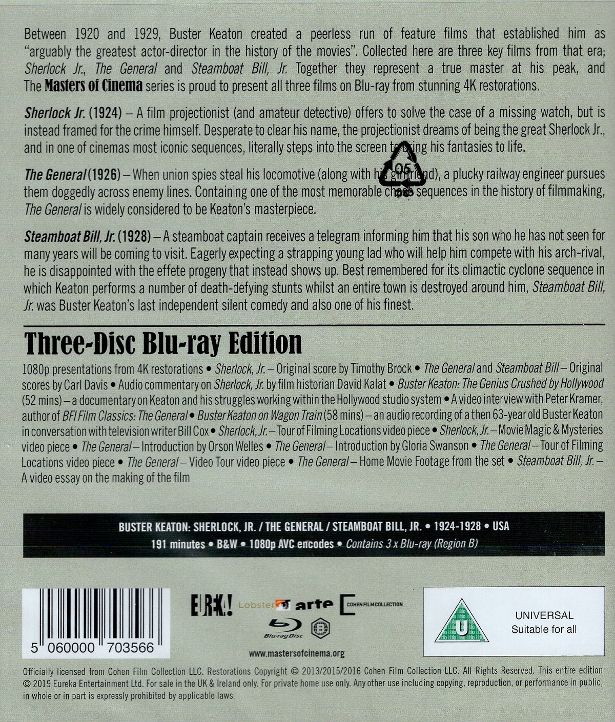Buster Keaton: Sherlock Jr / The General / Steamboat Bill Jr (ej svensk text) (Blu-ray) - 2