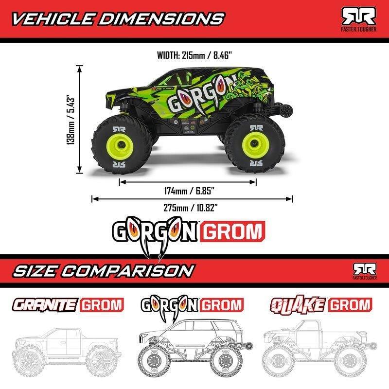 ARRMA 1/16 GORGON GROM 4X4 RTR Brushed MT (Battery & Charger Included), Yellow - 24
