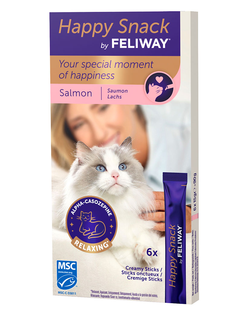 Feliway Happy Snack Rogivande Kattgodis 6x15g - Lax