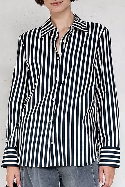 Penn & Ink NY -  Blouse Stripe Black / Ecru