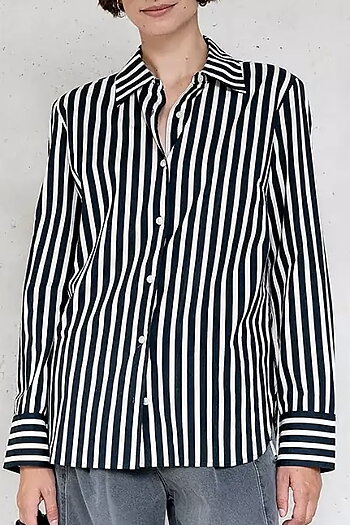 Penn & Ink NY -  Blouse Stripe Black / Ecru