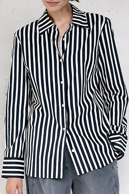 Penn & Ink NY -  Blouse Stripe Black / Ecru - 3