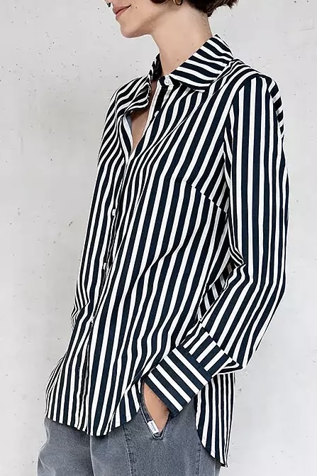 Penn & Ink NY -  Blouse Stripe Black / Ecru - 2