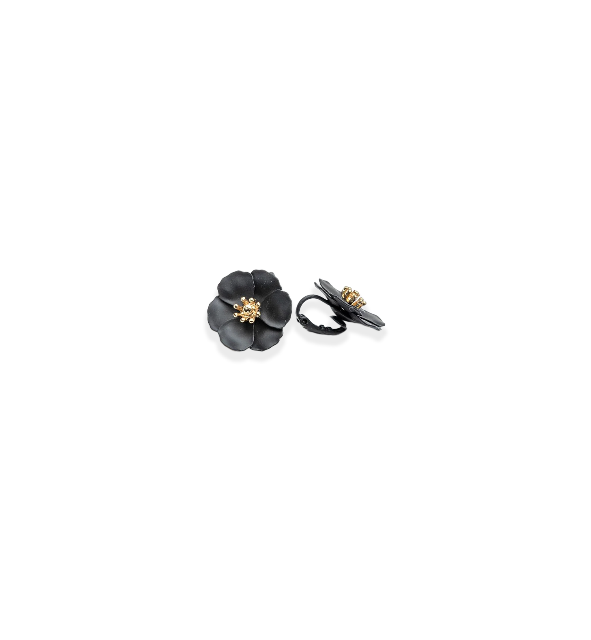 BOW19 Flower Small Earring Pearl black - Clip on -