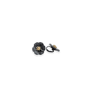BOW19 Flower Small Earring Pearl black - Clip on -