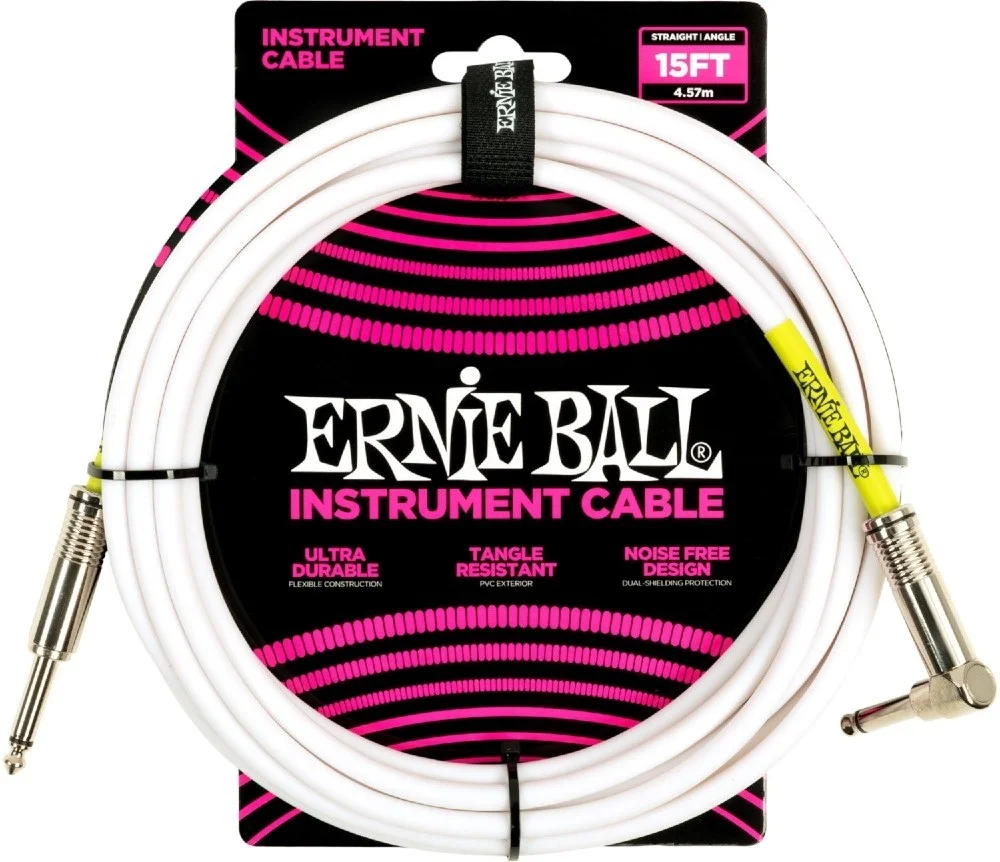 Ernie Ball 6400 - 4,5m Vit Instrumentkabel Tele/Tele