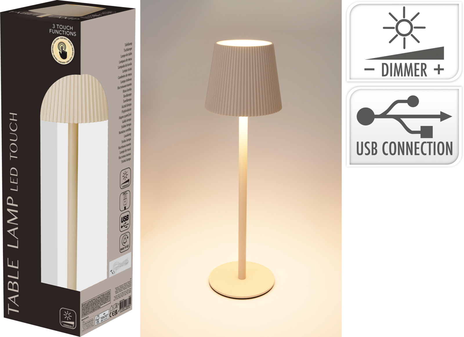 Bordslampa 10x36cm cream