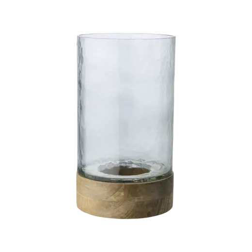 Disa Ljuslykta med munblåst glas på träfot 