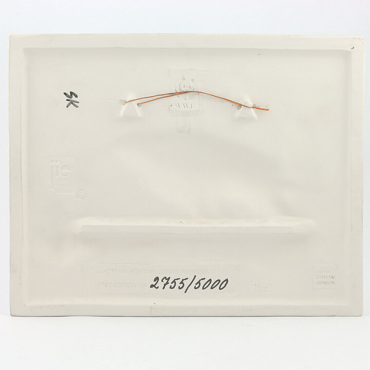 ステファン・ジョンソン  WWFシリーズ  ハヤブサの白い陶板  32cm  1991年