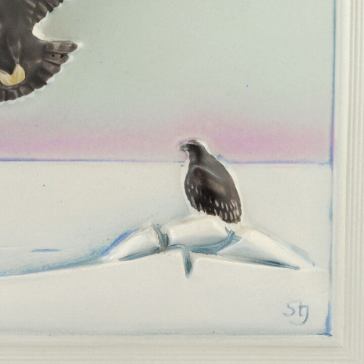 ステファン・ジョンソン  WWFシリーズ  鷲の白い陶板  32cm  1987年