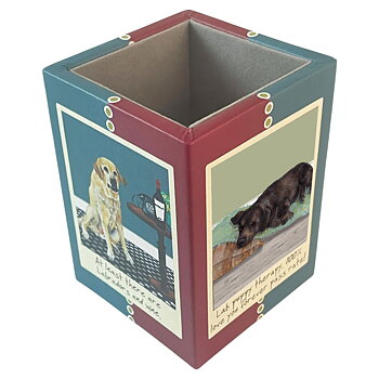 Pen Pot The Little Dog Laughed Dog Motif  Labrador