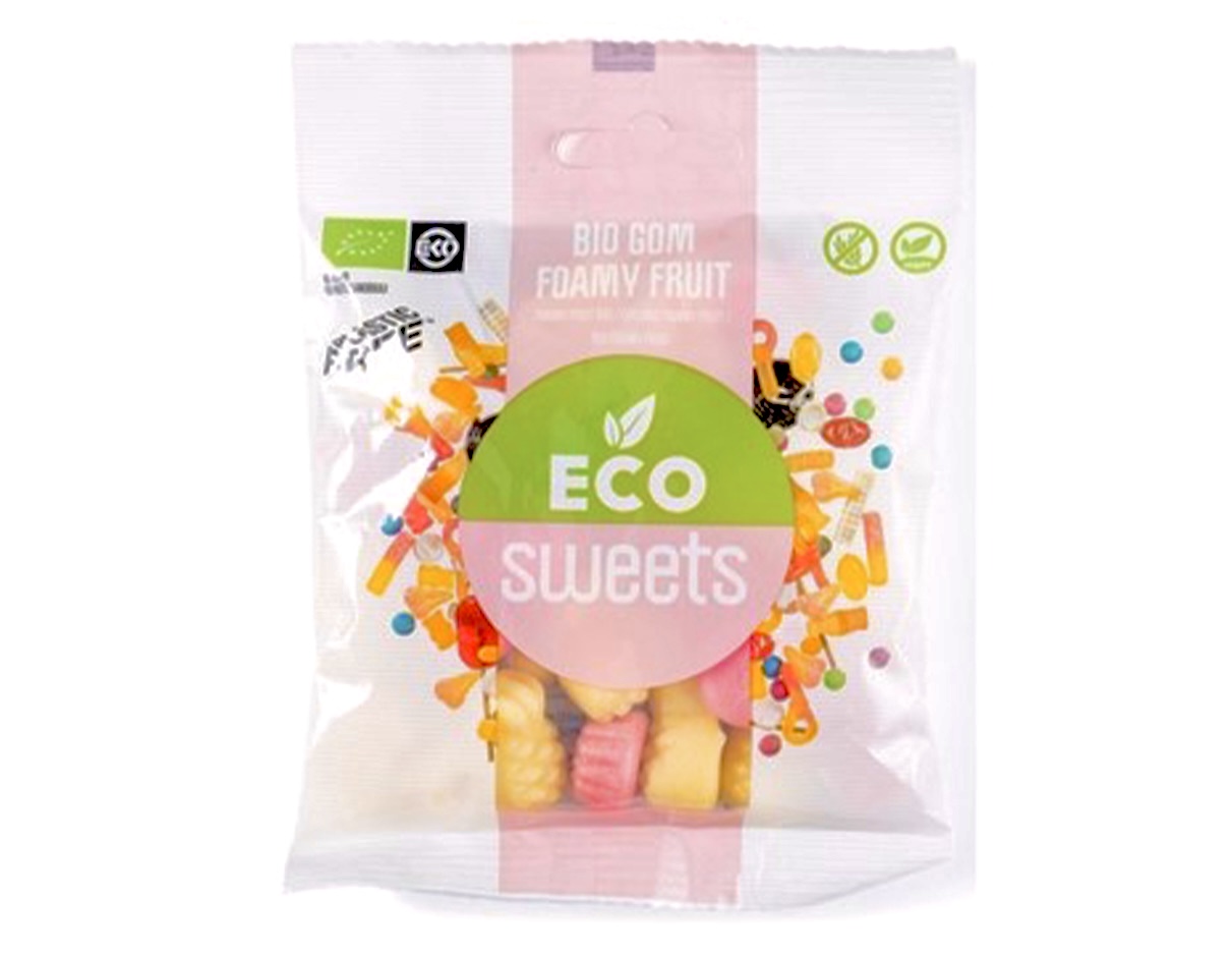 ekologisk vegansk godispåse foamy fruit ecosweets