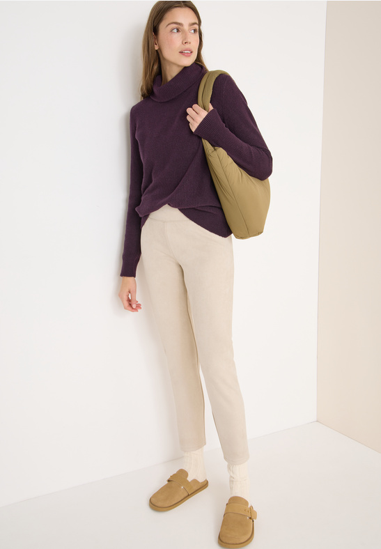Faux Suede Leggings - (C) - Oat Milk Beige - Cecil - 3