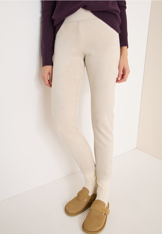 Faux Suede Leggings - (C) - Oat Milk Beige - Cecil