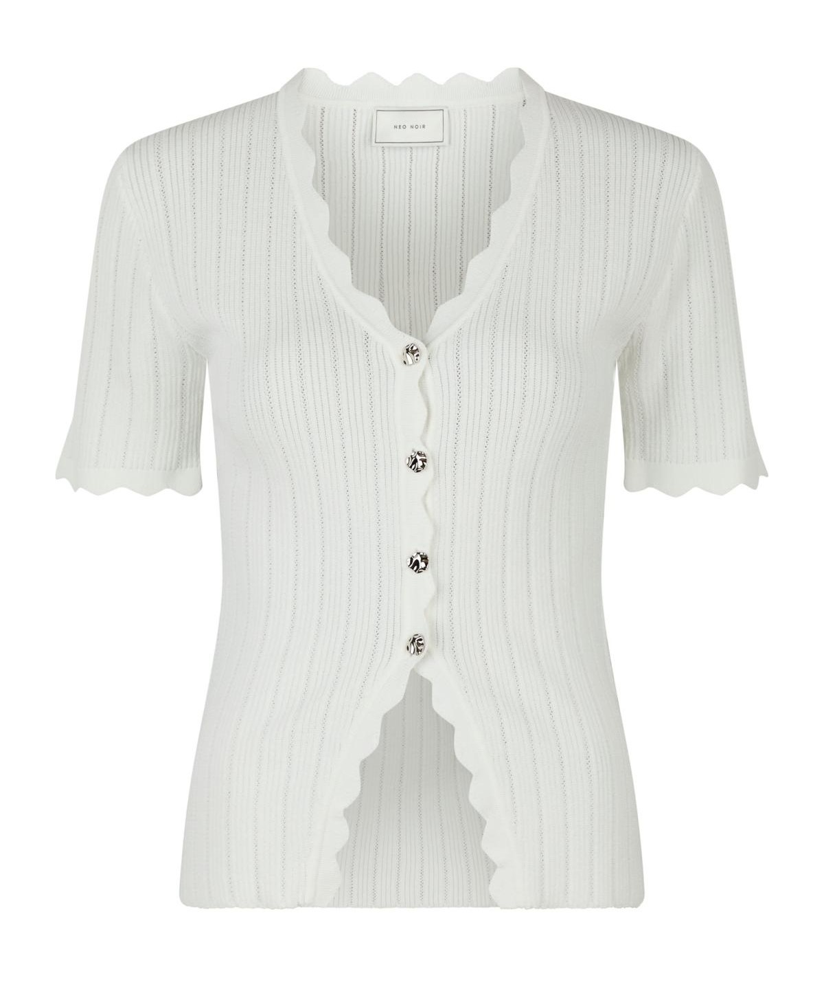 Neo Noir Larifa Stitch Knit Tee, White - 2