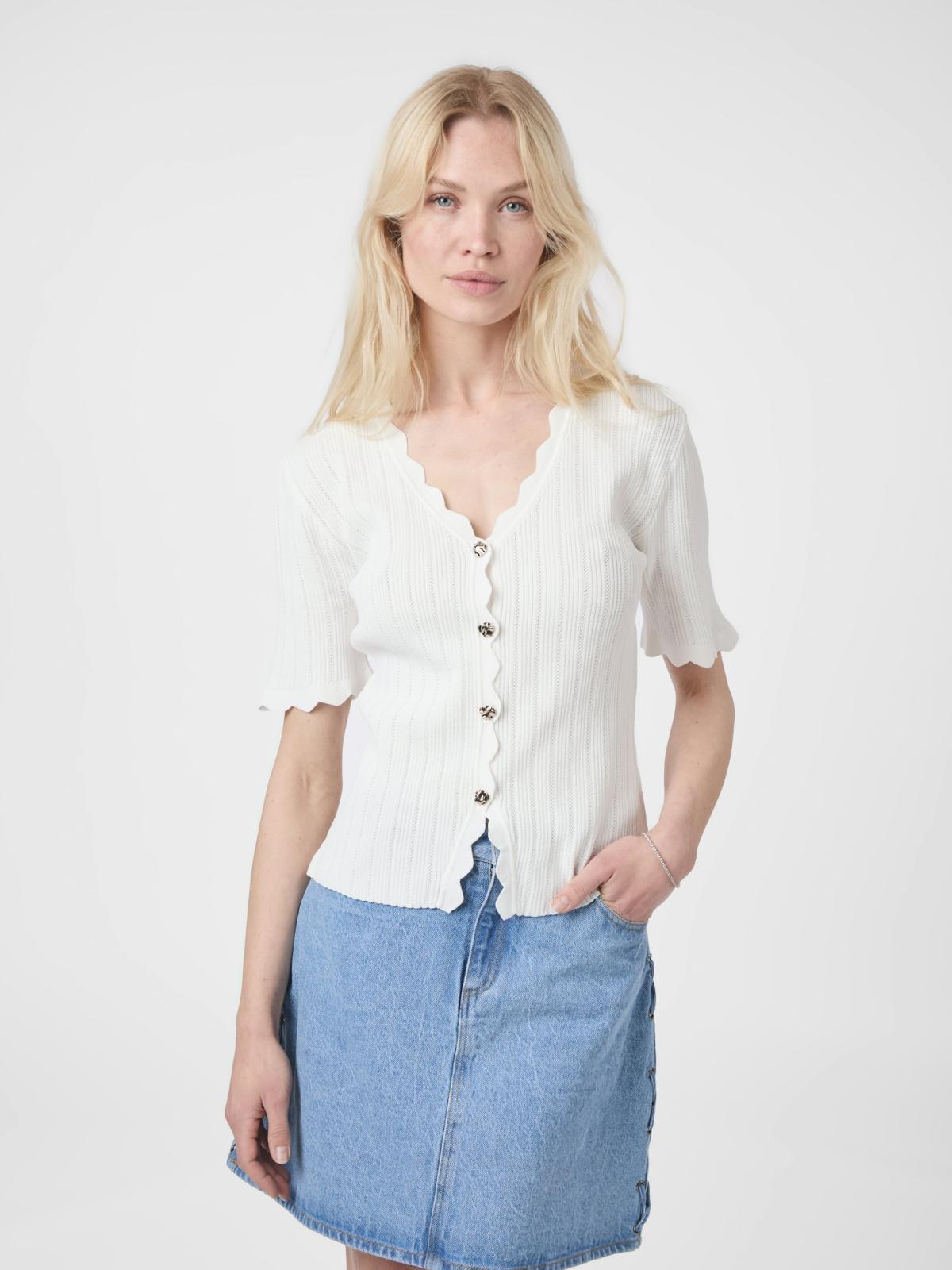 Neo Noir Larifa Stitch Knit Tee, White - 4
