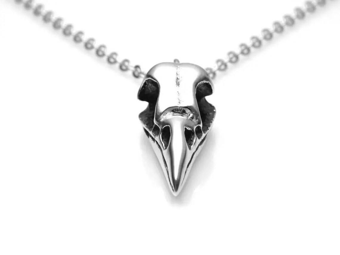 Kråkskalle Halsband, Handgjort Fågelskalle Smycke - 3