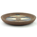 Inger Persson (1960s) Brown Studio Bowl with Black/White Fish Decor 22 cm