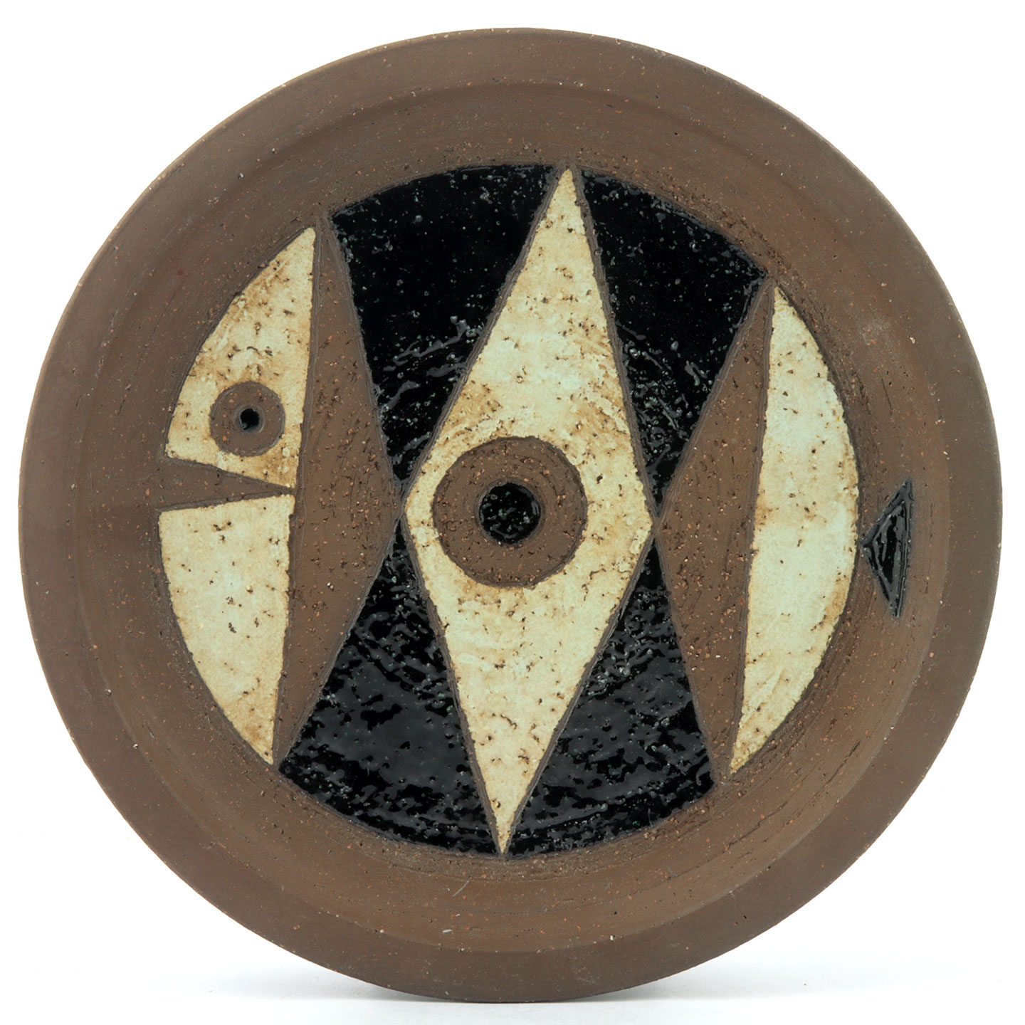 インガー・パーソン 鳥のボウル 1960年代 Inger Persson インガー・パーソン 茶色のボウル 黒/白色の魚模様 22cm 1960年代