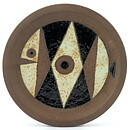 インガー・パーソン  茶色のボウル  黒/白色の魚模様  22cm  1960年代