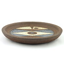 Inger Persson (1960s) Brown Studio Bowl with Black/White Fish Decor 22 cm