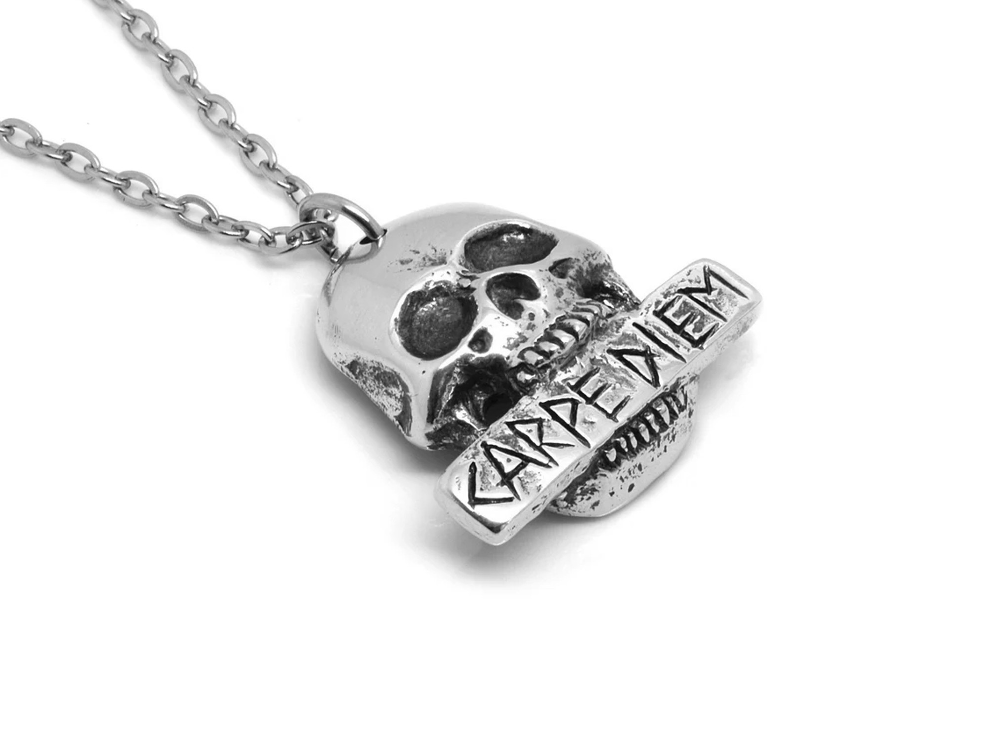 Carpe Diem Döskalle Halsband, Handgjort Fånga Dagen Rock Smycke - 2